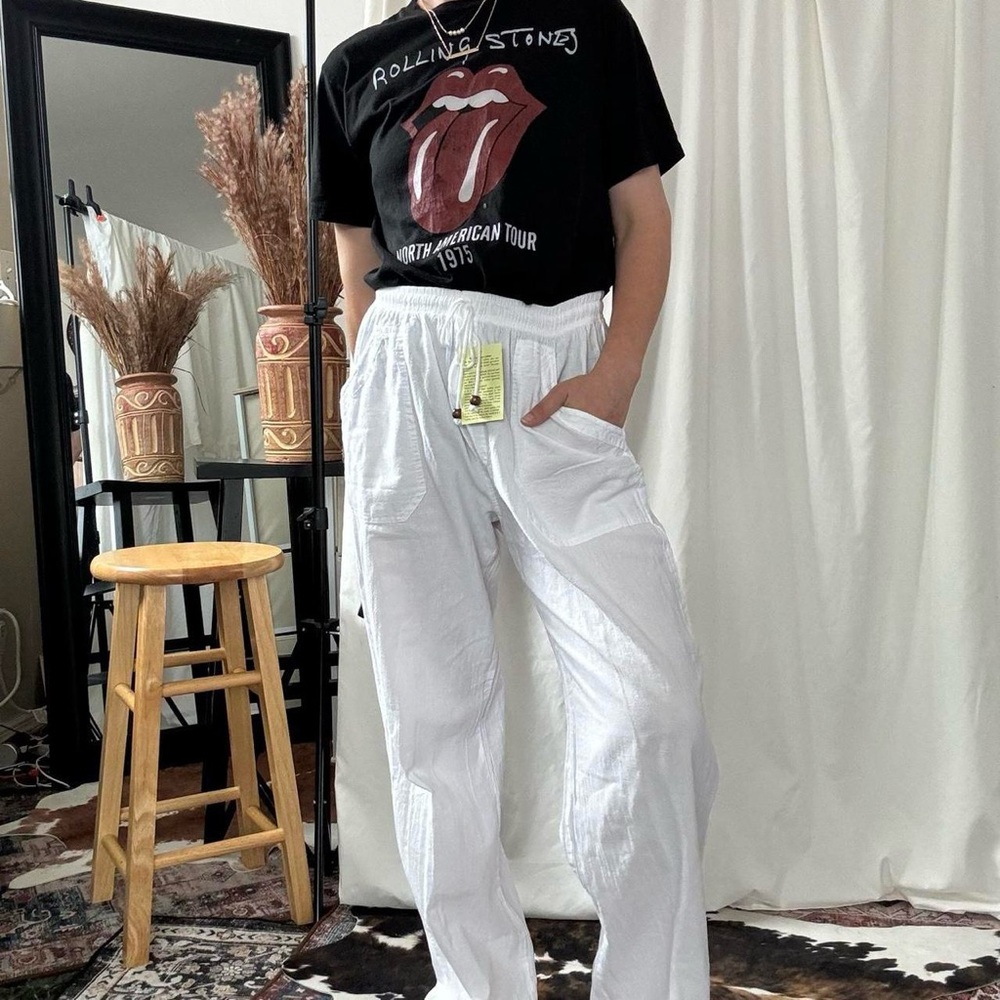 NWT Blanc & Nous 🦋 white cotton flowy pants 🌷 size XL